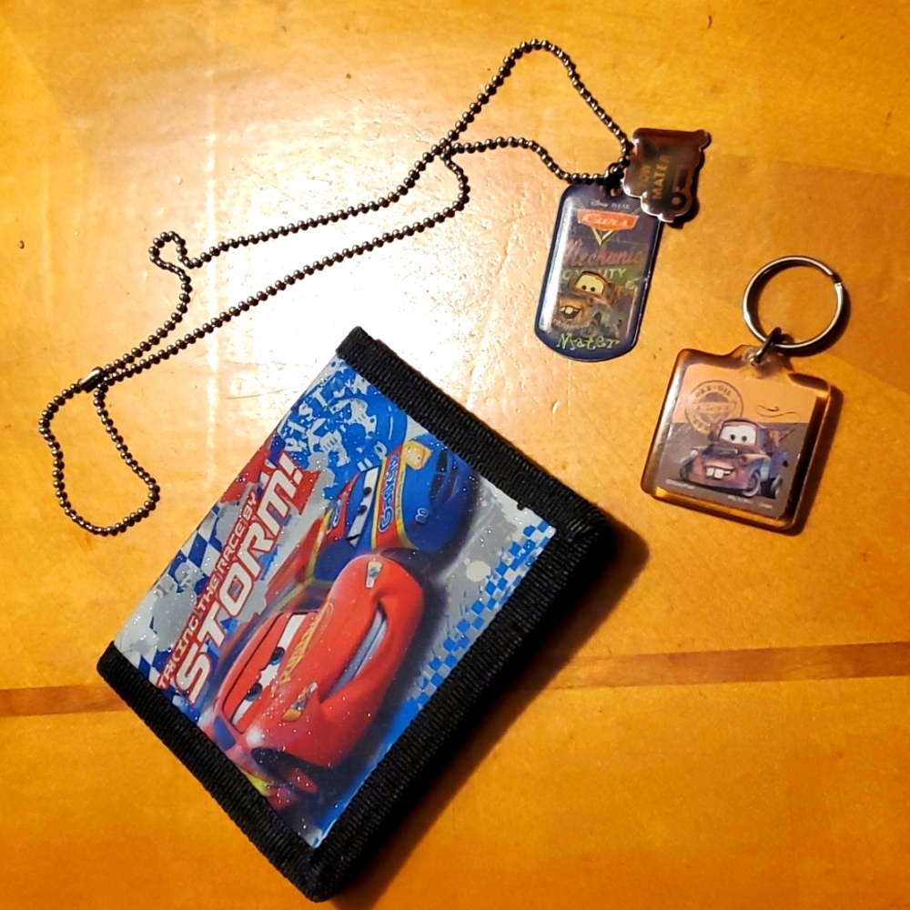 Disney Cars Big Boys Bundle of Velcro Wallet, Dog Tag & Keychain